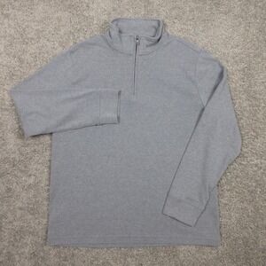 Fair Harbor Sweater Mens Large Gray Heather Stretch Golf Quarter Zip Pullover